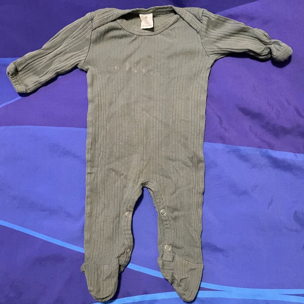 Kate Quinn Baby Snap Footies, 0-3 Months, Organic Cotton, Green